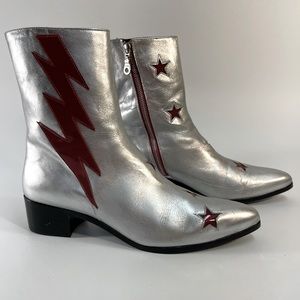 Modern Vice NYC silver lightening bolt David Bowie style boot